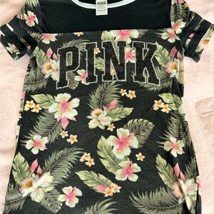 PINK Victoria's Secret Black Sequin Floral Top